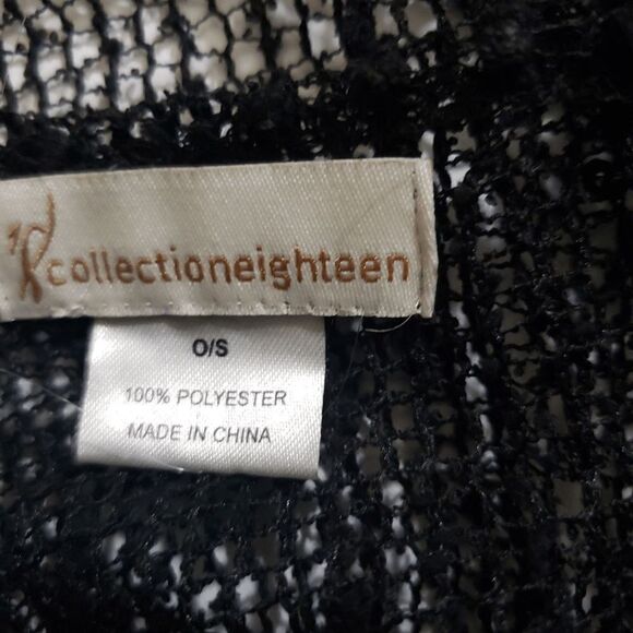 Collection Eighteen Black Fishnet Sequin Open Front Dolman Sleeve Shrug Overlay - Picture 3 of 6